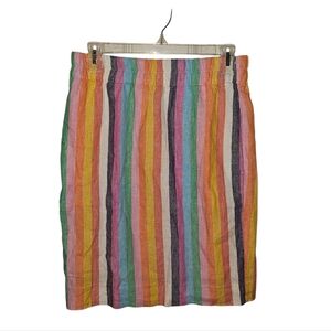 J Crew Linen Pull‎ On Skirt-Womens-XSmall-Rainbow Stripes